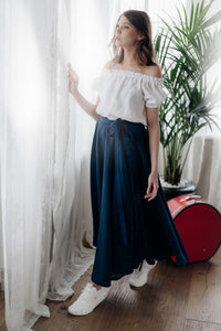 SOPHIA LINEN SKIRT IN DARK BLUE