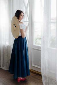 SOPHIA LINEN SKIRT IN DARK BLUE