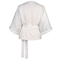 Load image into Gallery viewer, THERESA WHITE LINEN WRAP SHIRT