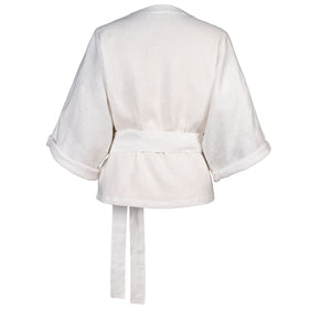 THERESA WHITE LINEN WRAP SHIRT