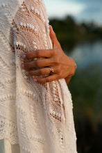 Load image into Gallery viewer, HAAPSALU SCARF WITH INVERTED LILY-OF-THE-VALLEY PATTERN IN WHITE