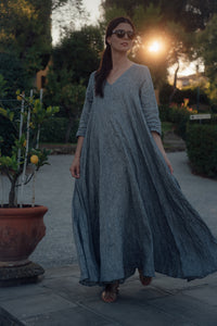 ANNA DRESS IN GREY LINEN