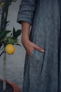 ANNA DRESS IN GREY LINEN