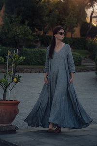 ANNA DRESS IN GREY LINEN