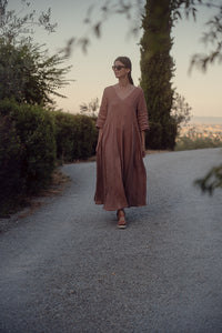 ANNA DRESS IN TERRACOTTA LINEN
