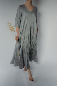 ANNA DRESS IN GREY LINEN