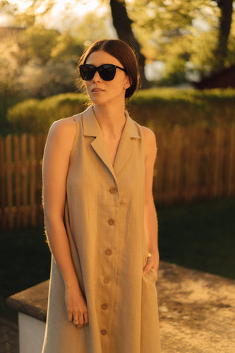 CARLA DRESS IN NATURAL LINEN