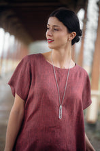 Load image into Gallery viewer, ELIN DRESS IN PALE BURGUNDY LINEN