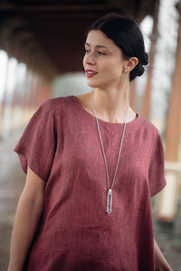 ELIN DRESS IN PALE BURGUNDY LINEN