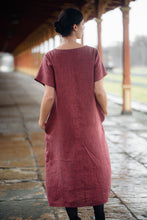 Load image into Gallery viewer, ELIN DRESS IN PALE BURGUNDY LINEN