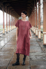 Load image into Gallery viewer, ELIN DRESS IN PALE BURGUNDY LINEN