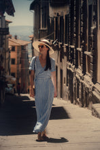 Load image into Gallery viewer, ELISE WRAP DRESS IN STRIPED LINEN