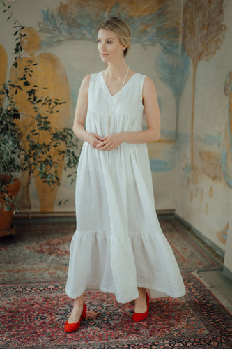 EMMA DRESS IN WHITE LINEN