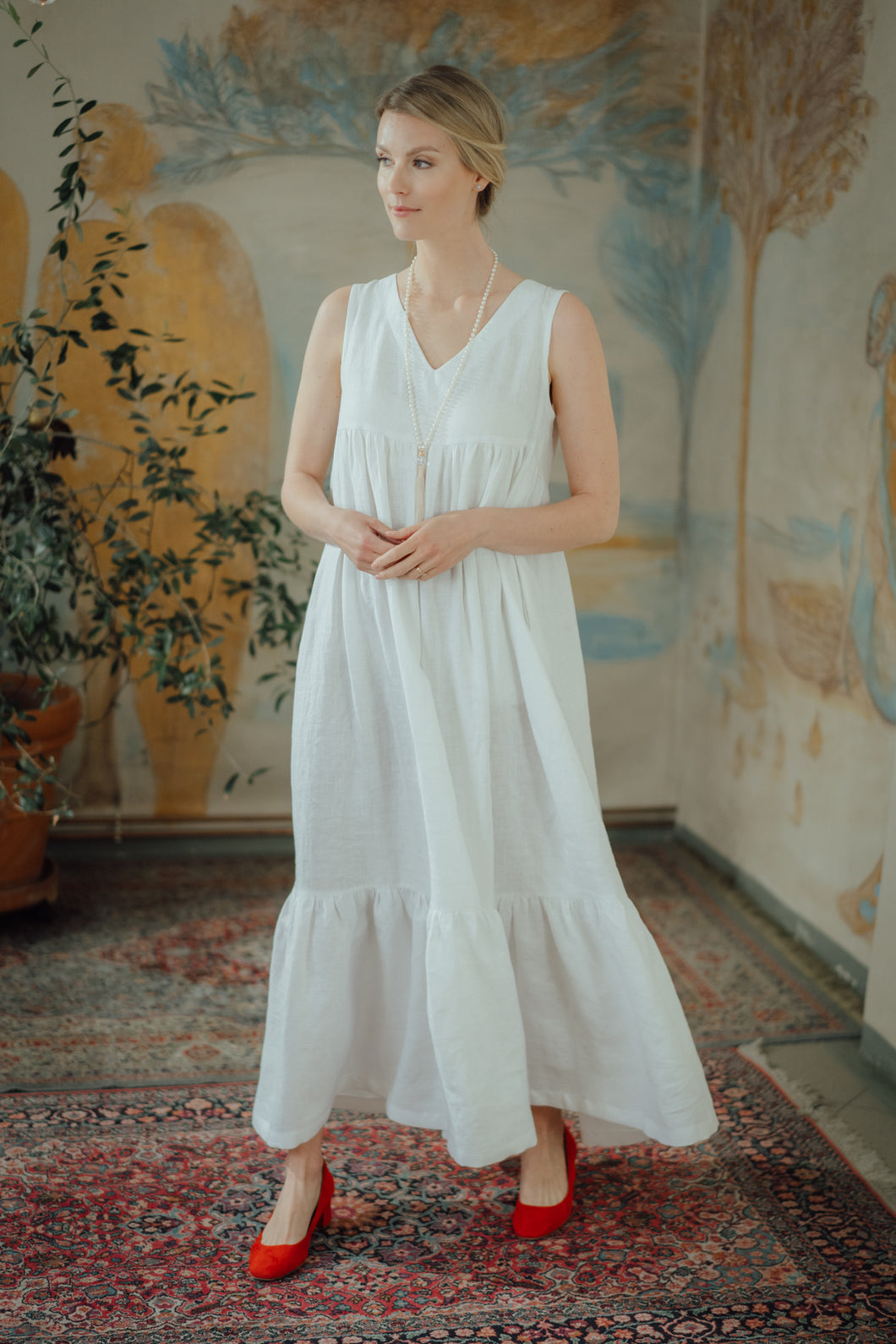 EMMA DRESS IN WHITE LINEN