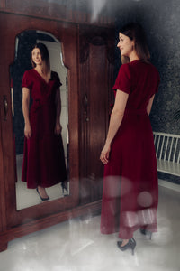 ELISE WRAP DRESS IN MARSALA RED LINEN