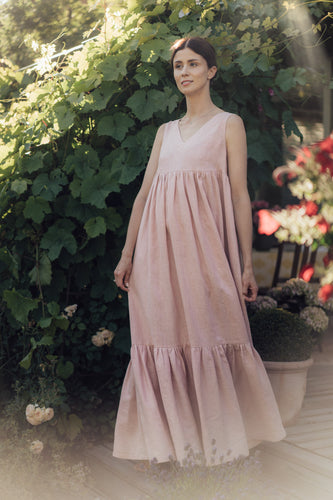 EMMA DRESS IN BLUSH LINEN