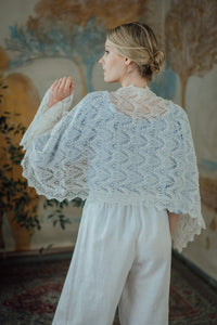 HAAPSALU SCARF WITH QUEEN SILVIA PATTERN IN WHITE