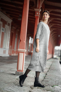 HELI DRESS IN LIGHT GREY LINEN