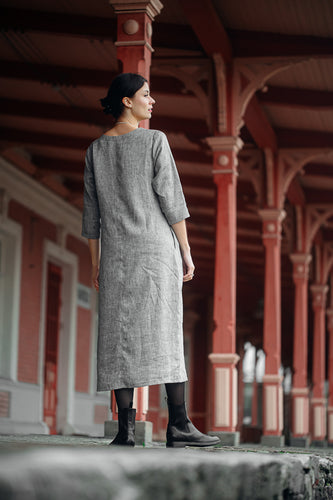 HELI DRESS IN LIGHT GREY LINEN