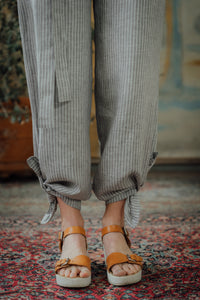 ISABEL TROUSERS IN GREY STRIPED LINEN