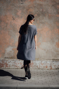 JANE DRESS IN DARK GREY LINEN