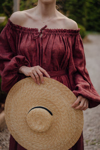 JASMINE DRESS IN PALE BURGUNDY LINEN