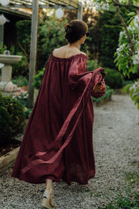 JASMINE DRESS IN PALE BURGUNDY LINEN