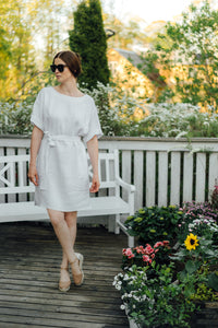 LARA DRESS IN WHITE LINEN