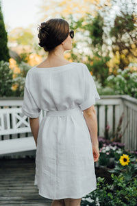 LARA DRESS IN WHITE LINEN