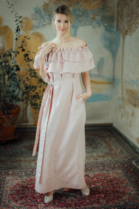 MIA BLUSH LINEN MAXI DRESS