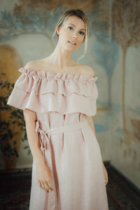 MIA BLUSH LINEN MAXI DRESS