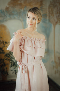 MIA BLUSH LINEN MAXI DRESS