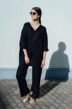 Load image into Gallery viewer, MONA BLACK LINEN TUNIC (Pre-Order, Ships In 14 Days)