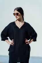 Load image into Gallery viewer, MONA BLACK LINEN TUNIC (Pre-Order, Ships In 14 Days)