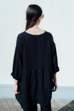Load image into Gallery viewer, MONA BLACK LINEN TUNIC (Pre-Order, Ships In 14 Days)