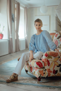 NINA LIGHT BLUE LINEN BLOUSE