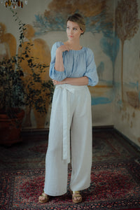 NINA LIGHT BLUE LINEN BLOUSE