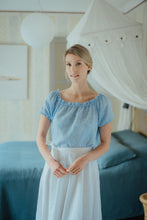 Load image into Gallery viewer, NORA LIGHT BLUE LINEN BLOUSE