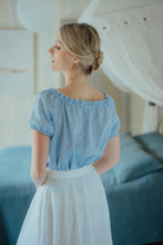 Load image into Gallery viewer, NORA LIGHT BLUE LINEN BLOUSE