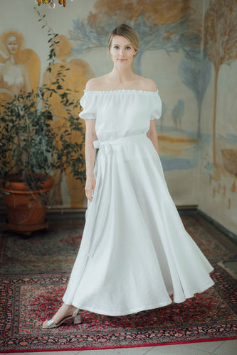 SOPHIA LINEN SKIRT IN WHITE